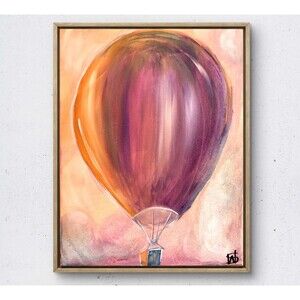 WS original hot air balloon painting 14X11 canvas modern baby nursery wall art